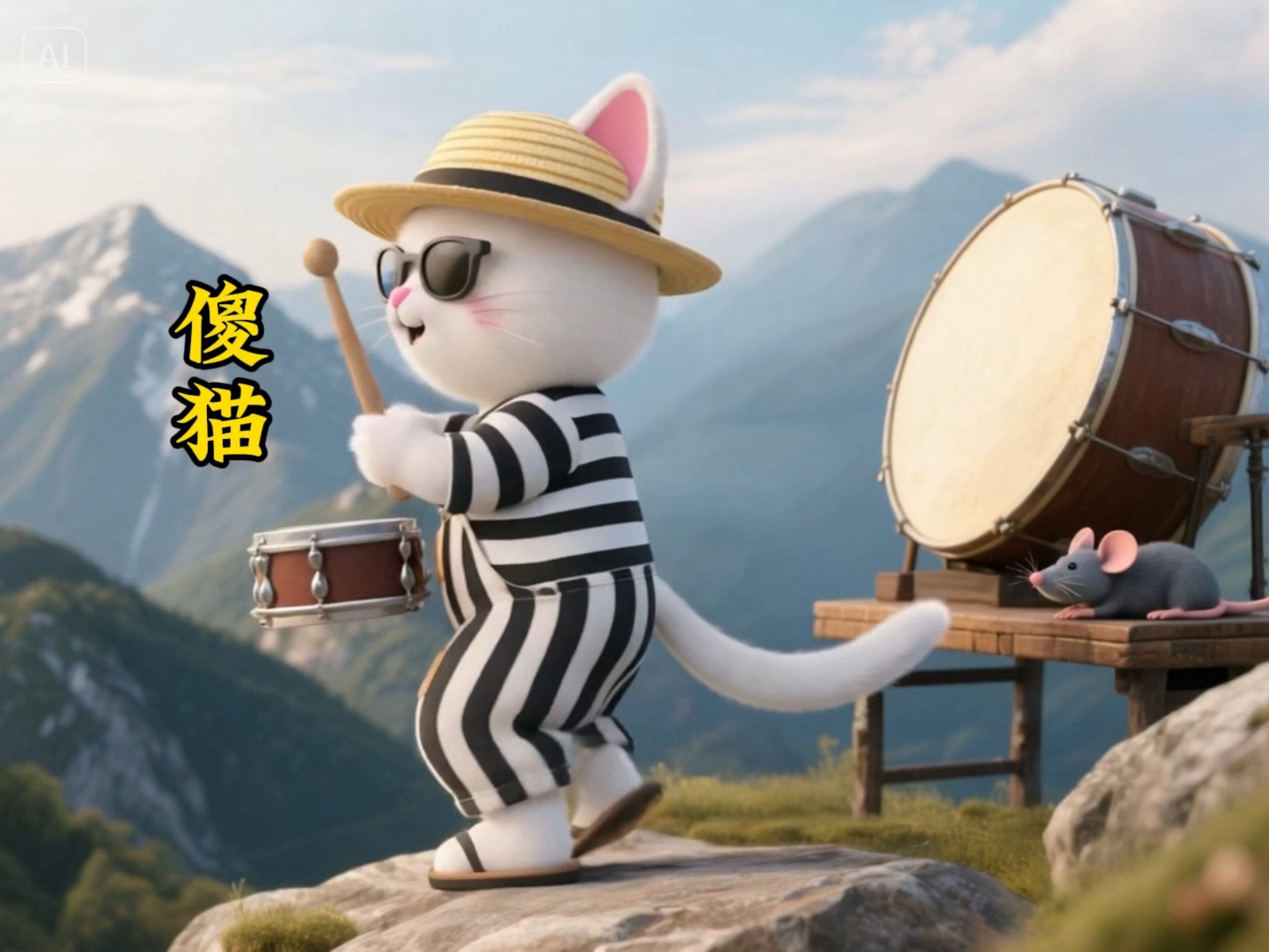 哈哈傻猫#精神小猫#打鼓...